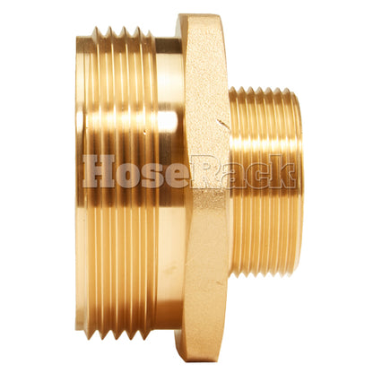 Brass Hex 2 1/2" NH to 1 1/2" NPT Double Male Adapter