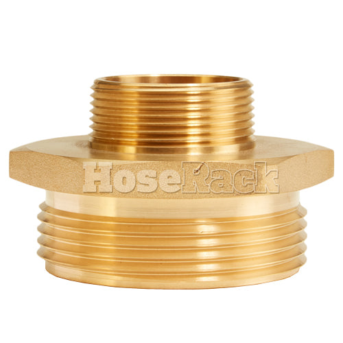 Brass Hex 2 1/2" NH to 1 1/2" NPT Double Male Adapter