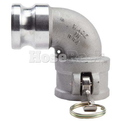 Aluminum 2" Female Camlock x 2" Male Camlock 90 Degree Elbow (USA)