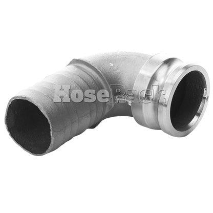 Aluminum 3" Male Camlock to Hose Shank 90 Degree Elbow (USA)