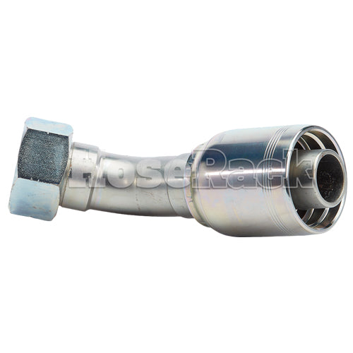 1 1/2" Female British Standard Parallel Pipe O-Ring Swivel 45° Elbow Hydraulic Fitting