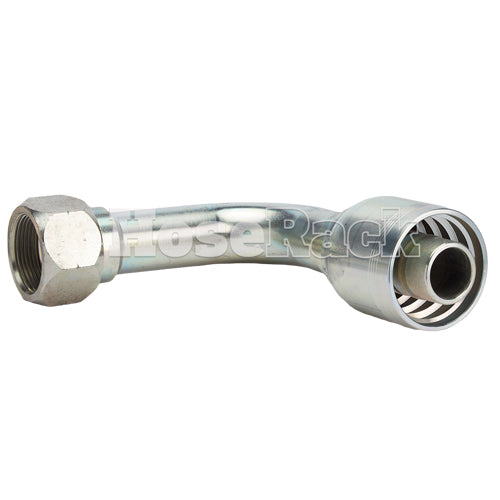 1 1/4” Hydraulic Hose Fitting with Female JIC Swivel 90° Long Drop