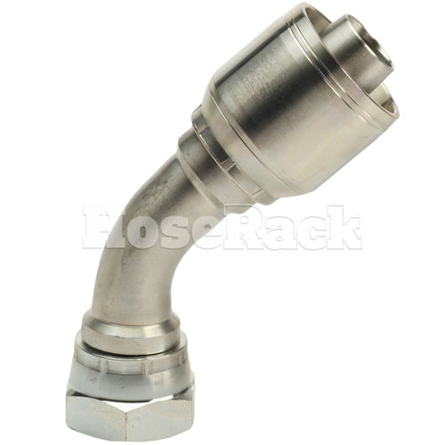 1" Female British Standard Parallel Pipe O-Ring Swivel 45° Elbow Hydraulic Fitting