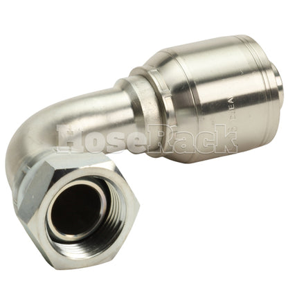 1" Female British Standard Parallel Pipe O-Ring Swivel 90° Elbow Hydraulic Fitting