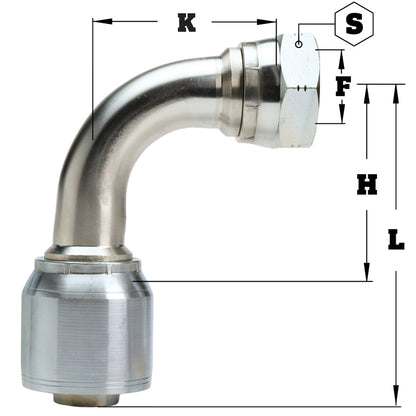 1/2" Female JIC Swivel 90° Medium Drop Elbow Hydraulic Fitting