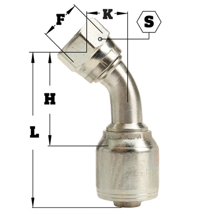 3/4" Female JIC Swivel 45° Elbow Hydraulic Fitting