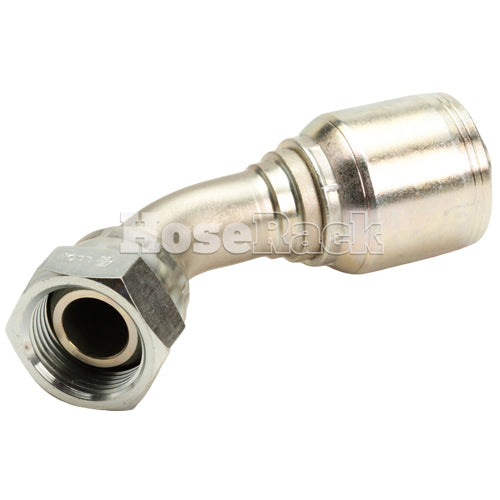 3/4" Female British Standard Parallel Pipe O-Ring Swivel 45° Elbow Hydraulic Fitting