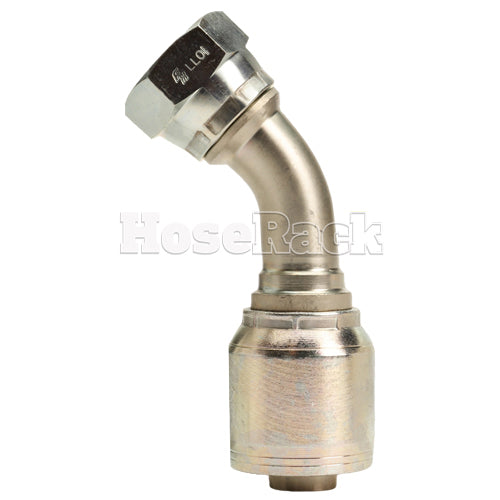 3/4" Female British Standard Parallel Pipe O-Ring Swivel 45° Elbow Hydraulic Fitting