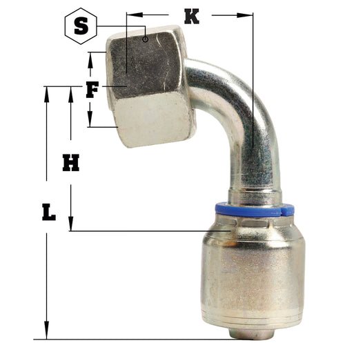 M30 X 2.0 Female Swivel 24° Cone(Heavy S20) with O-Ring 90° Elbow Hydraulic Fitting