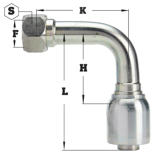 3/8" Female JIC Swivel 90° Long Drop Elbow Hydraulic Fitting