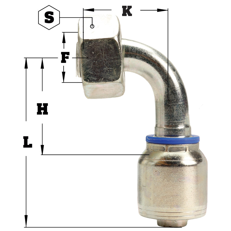 M26 X 1.5 Metric Female Light 90° (Light L18) with O-Ring 90° Elbow Hydraulic Fitting