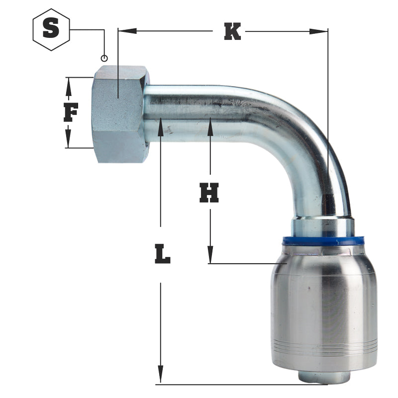 1 1/2" Female Face Seal Swivel 90° Elbow (ORFS) Hydraulic Fitting