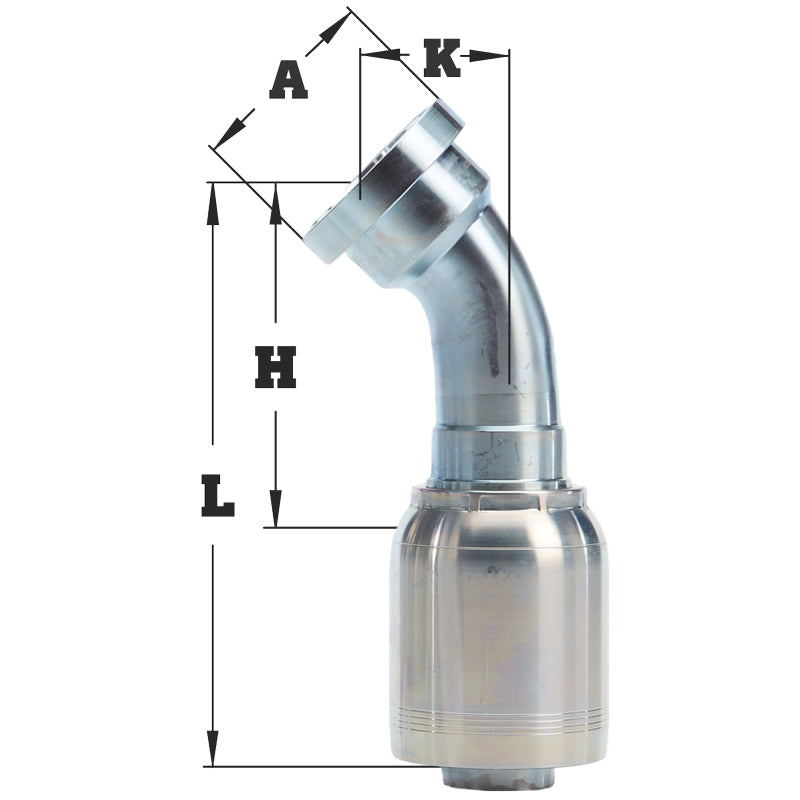 1" Code 62 Flange 45° Elbow Hydraulic Fitting