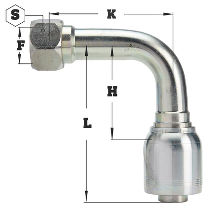 1" Female JIC Swivel 90° Long Drop Elbow Hydraulic Fitting