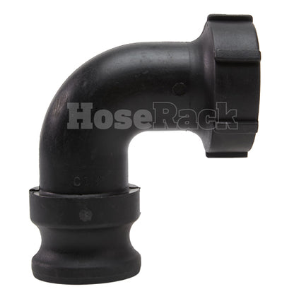 Plastic 1 1/ 2" Male Camlock x 1 1/2" Female NPT 90 Degree Elbow