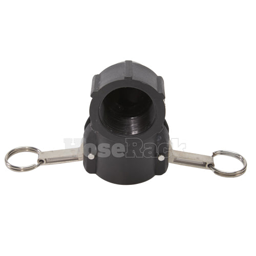 Plastic 1 1/2" Female Camlock x 1 1/2" Female NPT 90 Degree Elbow