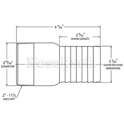 Steel 2" Male NPT x 2" Hose Shank