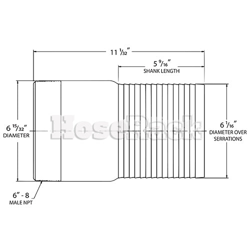 Steel 6" Male NPT x 6" Hose Shank