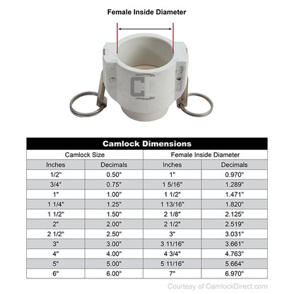 Food Grade Poly 3" Female Camlock x 3" Male NPT