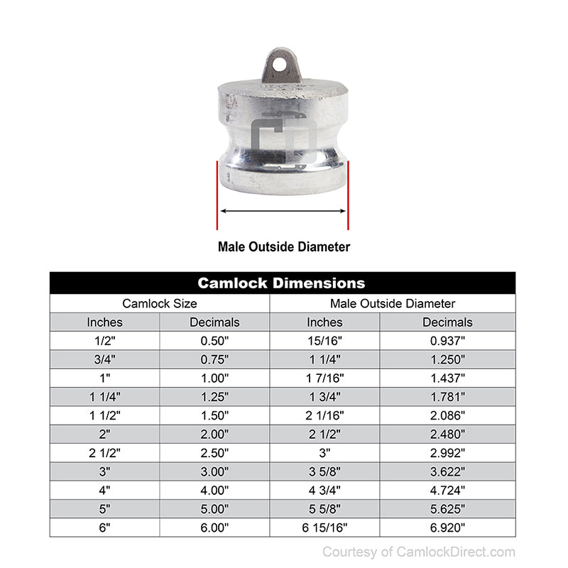 Stainless Steel 1/2" Cam & Groove Male Dust Plug