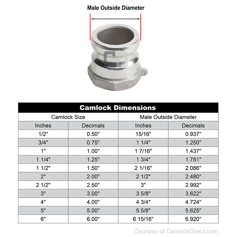 Stainless Steel 1" Male Camlock x 1" Female BSP (USA)