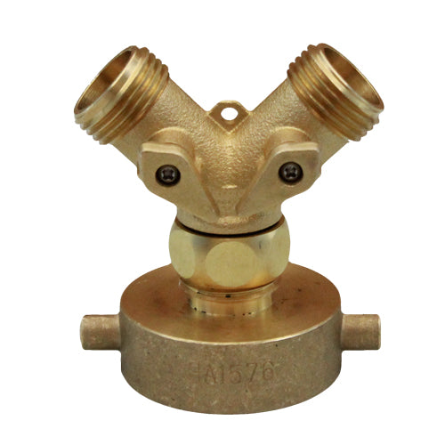 Brass 1 1/2" NH Inlet x (2) GHT Outlet