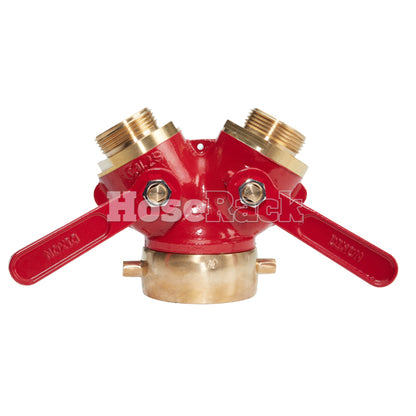 Brass Red 2 1/2" NH Inlet x (2) 1 1/2" NH Outlet