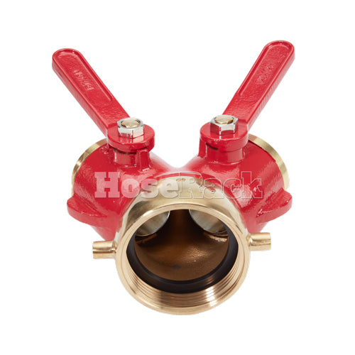 Brass Red 2 1/2" NH Inlet x (2) 1 1/2" NH Outlet