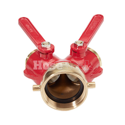 Brass Red 2 1/2" NH Inlet x (2) 1 1/2" NH Outlet