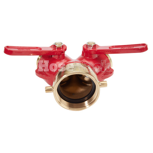 Brass Red 2 1/2" NH Inlet x (2) 1 1/2" NH Outlet