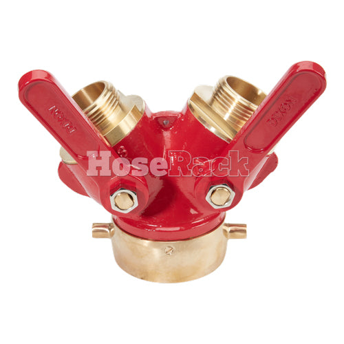 Brass Red 2 1/2" NH Inlet x (2) 1 1/2" NH Outlet