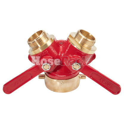 Brass Red 2 1/2" NH Inlet x (2) 1 1/2" NH Outlet