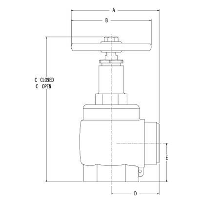 Cast Valve 1 1/2" Female NPT to 1 1/2" Male NPSH Domestic