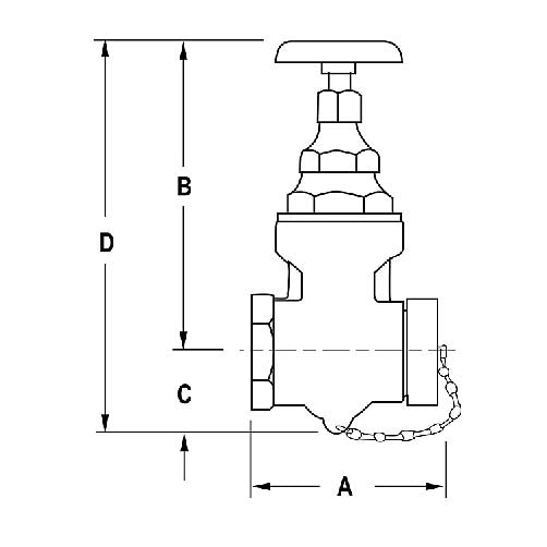 Brass Forged Non-Rising Stem Gate Valve 3" Female NPT x 2 1/2" Male NH