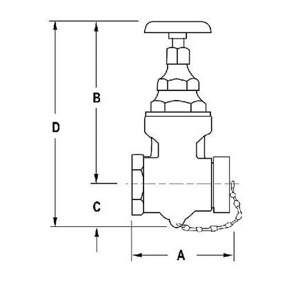 Brass Forged Non-Rising Stem Gate Valve 3" Female NPT x 2 1/2" Male NH