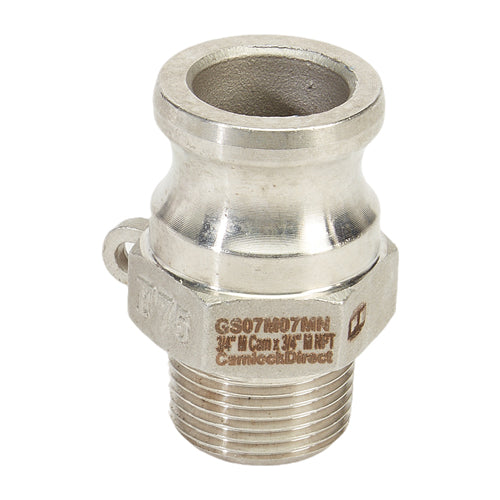 Stainless Steel 3/4" Camlock Male x 3/4" NPT Male