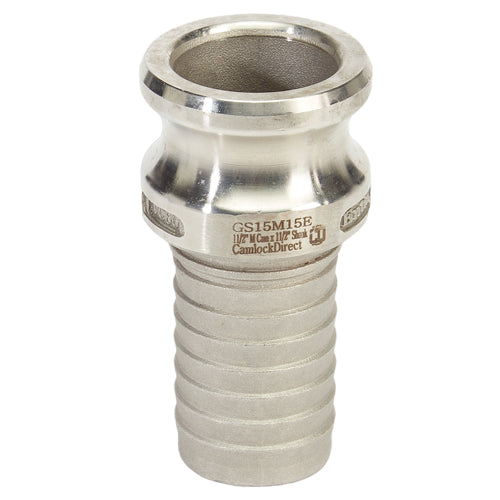Stainless Steel 1 1/2" Male Camlock to Hose Shank