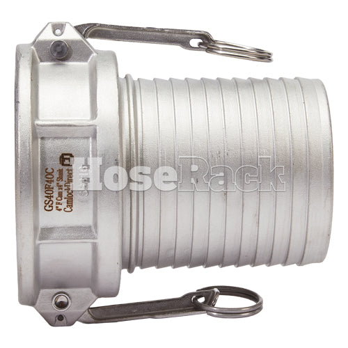 Stainless Steel 4" Female Camlock to Hose Shank