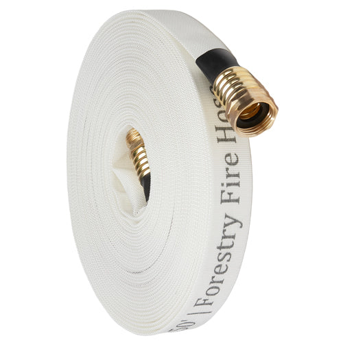 White 3/4" x 50' Forestry Hose (Brass Garden Hose Couplings) - Import