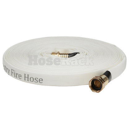 White 5/8" x 50' Forestry Hose (Brass Garden Hose Couplings) - Import with Band