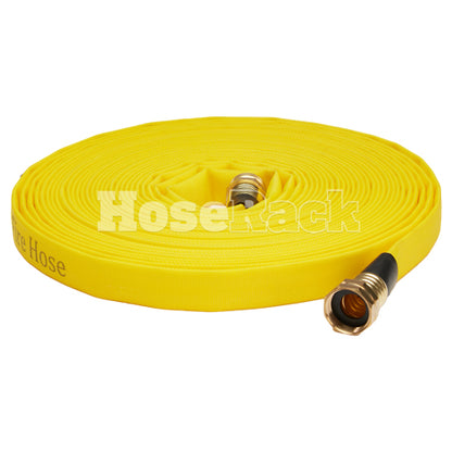 Yellow 5/8" x 50' Forestry Hose (Brass Garden Hose Couplings) - Import with Band