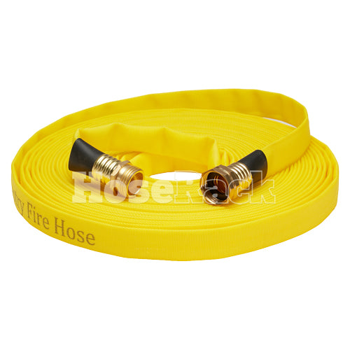 Yellow 5/8" x 50' Forestry Hose (Brass Garden Hose Couplings) - Import with Band