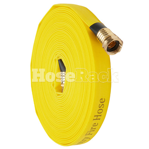 Yellow 3/4" x 50' Forestry Hose (Brass Garden Hose Couplings) - Import with Band