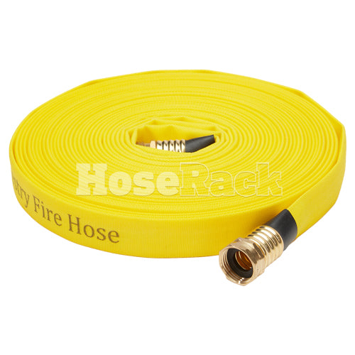 Yellow 3/4" x 50' Forestry Hose (Brass Garden Hose Couplings) - Import with Band