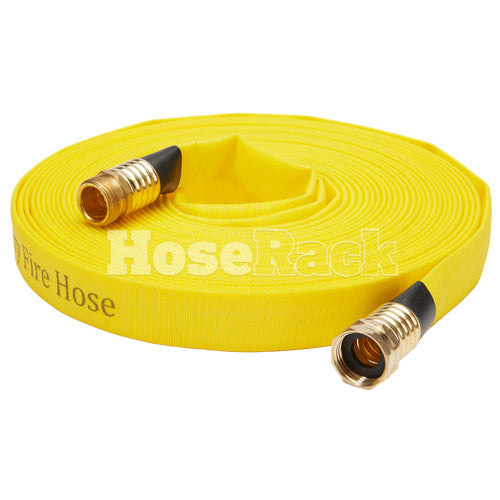 Yellow 3/4" x 50' Forestry Hose (Brass Garden Hose Couplings) - Import with Band