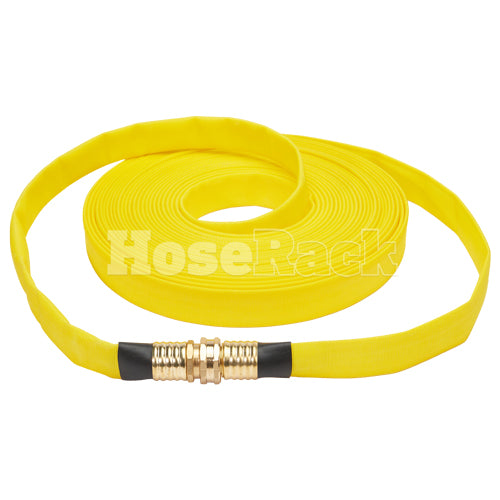 Yellow 3/4" x 50' Forestry Hose (Brass Garden Hose Couplings) - Import with Band