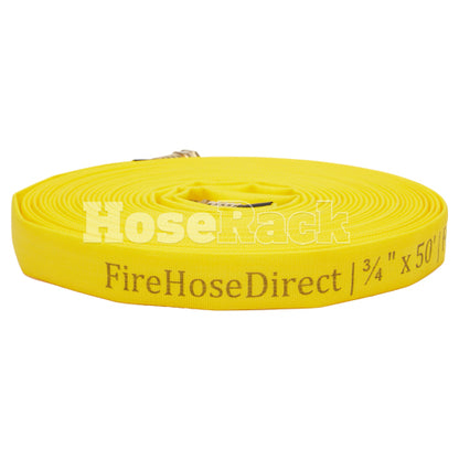 Yellow 3/4" x 50' Forestry Hose (Brass Garden Hose Couplings) - Import with Band