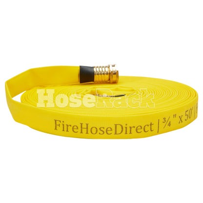 Yellow 3/4" x 50' Forestry Hose (Brass Garden Hose Couplings) - Import with Band