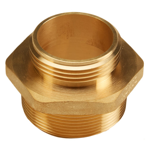 Brass 1 1/2" NPT to 1" NH Double Male (Hex)