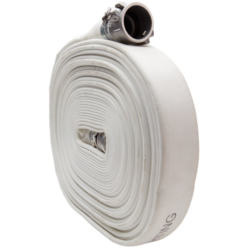 White 1 1/2" x 100' Camlock Double Jacket Mill Hose